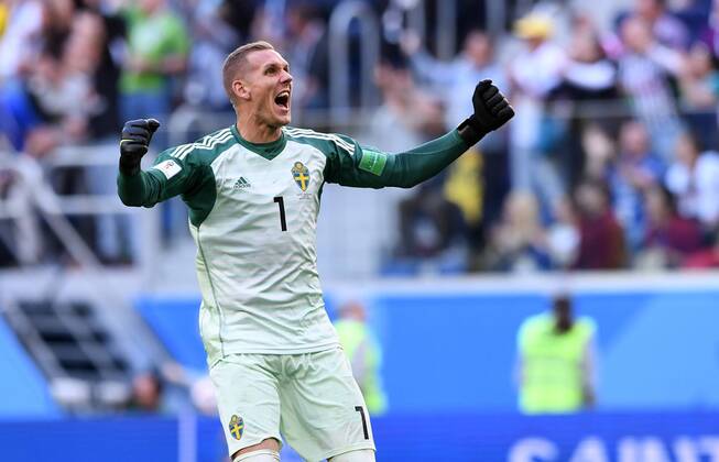 FIFA World Cup 2018 Eighth finals Sweden Switzerland 03 07 2018 Goalkeeper Robin Olsen Sweden