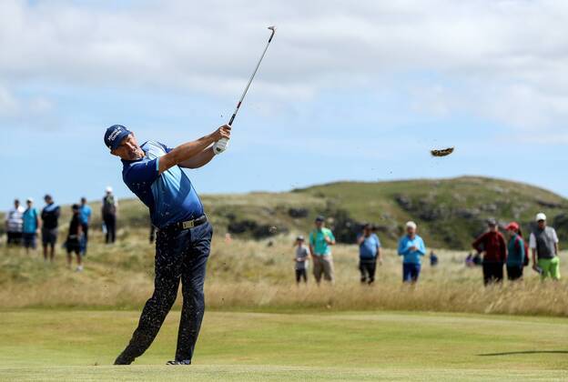 2018 Dubai Duty Free Irish Open - Day 1, Ballyliffin Golf Club, Co. Donegal 5 7 2018 Padraig Harrington hits his approach to the eighth green Padraig Harrington hits his approach to the eighth green 5 7 2018  Copyright: x©INPHO OisinxKeniryx OSH_4937