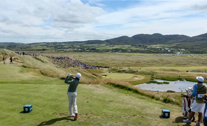 2018 Dubai Duty Free Irish Open - Day 1, Ballyliffin Golf Club, Co. Donegal 5 7 2018 Rory McIlroy tees off at the seventh hole Rory McIlroy tees off at the seventh hole 5 7 2018  Copyright: x©INPHO OisinxKeniryx MT2_5201