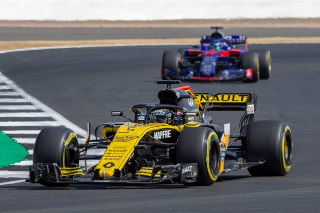6th July 2018, Silverstone Circuit, Silverstone, England; British Formula One Grand Prix, Friday free practice; Nico Hulkenberg in his Renault Formula One Team Renault RS18  ActionPlus12044443 TimxWilliams