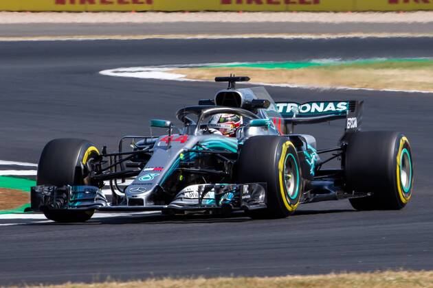 6th July 2018, Silverstone Circuit, Silverstone, England; British Formula One Grand Prix, Friday free practice; Lewis Hamilton in his Mercedes AMG Petronas Motorsport Mercedes F1 W09  ActionPlus12044458 TimxWilliams