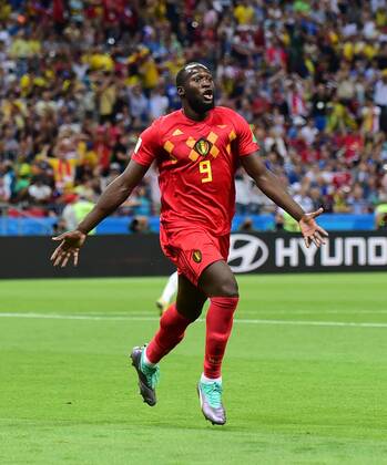 (180706) -- KAZAN, July 6, 2018 -- Romelu Lukaku of Belgium celebrates during the 2018 FIFA World Cup WM Weltmeisterschaft Fussball quarter-final match between Brazil and Belgium in Kazan, Russia, July 6, 2018. ) (SP)RUSSIA-KAZAN-2018 WORLD CUP-QUARTERFINAL-BRAZIL VS BELGIUM DuxYu 