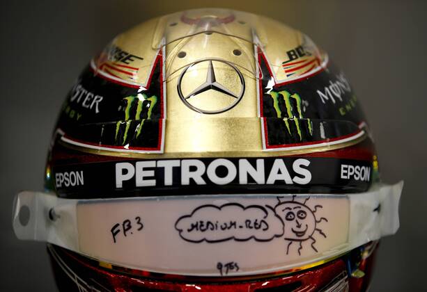 Motorsports: FIA Formula One World Championship WM Weltmeisterschaft 2018, Grand Prix of Great Britain, helmet of 44 Lewis Hamilton (GBR, Mercedes AMG Petronas Motorsport), Silverstone Great Britain