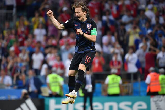 Luka MODRIC CRO Cheering Joy Elsewhere Penalties Penalty Kick Penalties Action Single Action Single Shot Cut Out Full Body Full Figure Russia RUS Croatia CRO 5 6 i E Quarterfinal Round of Eight Game 59 07 07 2018 Sochi Sochi Fisht Stadium World Cup 2018 Russia 14.06 15 07 2018