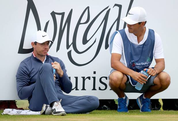 2018 Dubai Duty Free Irish Open, Ballyliffin Golf Club, Co. Donegal 8 7 2018 Rory McIlroy and Harry Diamond on the 10th tee box Rory McIlroy and Harry Diamond on the 10th tee box 8 7 2018  Copyright: x©INPHO OisinxKeniryx OSH_8148