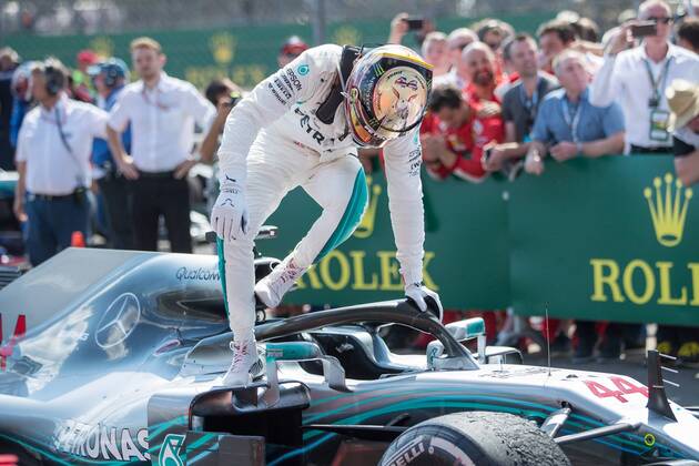 A frustrated Lewis Hamilton Mercedes AMG Petronas Formula One Team GBR FIA Formula 1 Grand Prix of Great Britain Race Silverstone Copyright: xEIBNER Illmannx EP_EER