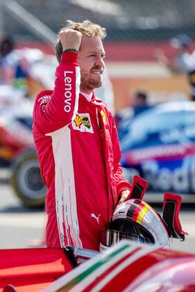 Sebastian Vettel Scuderia Ferrari after winning the UK Grand Prix GBR FIA Formula 1 Grand Prix of Great Britain Race Silverstone Copyright: xEIBNER Illmannx EP_EER