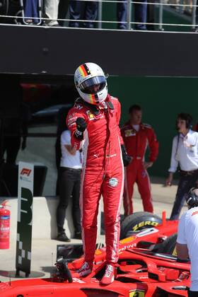 Photo4 LaPresse 08 07 2018 Silverstone, England Grand Prix Formula One England 2018 In the pic: Celebration in parc fermee, Sebastian Vettel (GER) Scuderia Ferrari SF71H  Copyright: xPhoto4 LaPressex