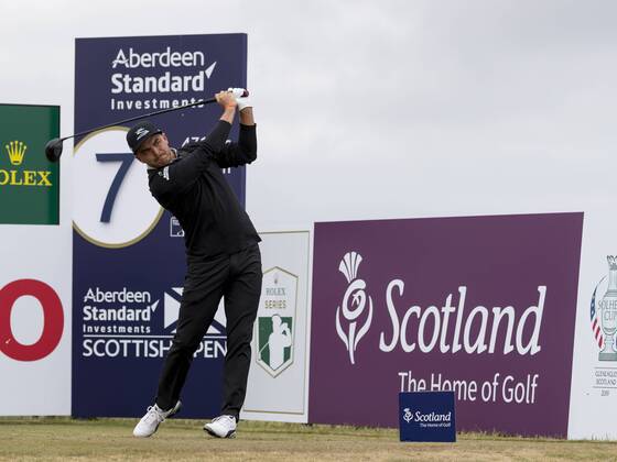12th July 2018, Gullane Golf Club, Gullane, Scotland; Aberdeen Investments Scottish Open Golf, 1st round; Rickie Fowler on the 7th Tee  ActionPlus12046721 AlanxRennie