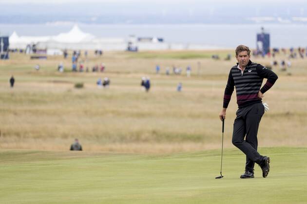 12th July 2018, Gullane Golf Club, Gullane, Scotland; Aberdeen Investments Scottish Open Golf, 1st round; Robert Rock waits his turn on the 16th green  ActionPlus12046736 AlanxRennie