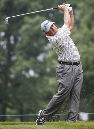 (180715) -- CHICAGO , July 15, 2018 -- Scott Parel of the United States competes during the third round of Constellation Senior Players Championship golf tournament at Exmoor Country Club on the PGA Golf Herren Tour Champions in Highland Park, Chicago, the United States, on July 14, 2018. ) (SP)U.S.-CHICAGO-GOLF-PGA TOUR CHAMPIONS JoelxLerner 