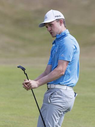 15th July 2018, Gullane Golf Club, Gullane, Scotland; Aberdeen Investments Scottish Open Golf, 4th round; Connor Syme reacts to his putt on the first  ActionPlus12047870 AlanxRennie