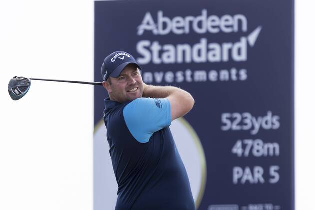 15th July 2018, Gullane Golf Club, Gullane, Scotland; Aberdeen Investments Scottish Open Golf, 4th round; Duncan Stewart with his shot from the second tee  ActionPlus12047880 AlanxRennie