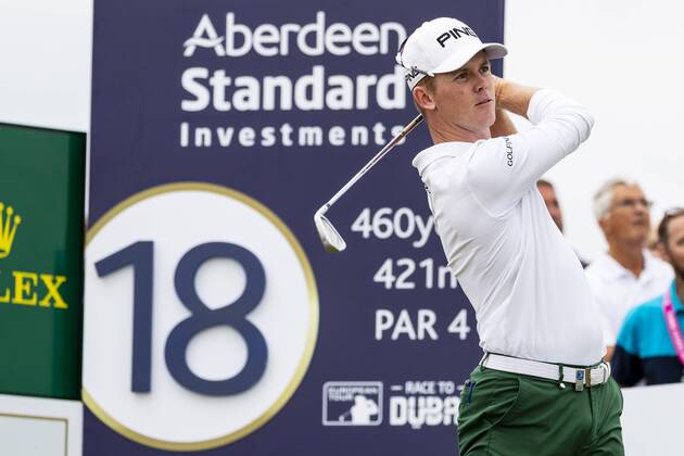 15th July 2018, Gullane Golf Club, Gullane, Scotland; Aberdeen Investments Scottish Open Golf, 4th round; Brandon Stone on the 18th tee as he headed for a closing round 60  ActionPlus12048153 AlanxRennie