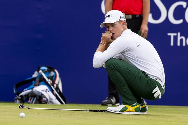15th July 2018, Gullane Golf Club, Gullane, Scotland; Aberdeen Investments Scottish Open Golf, 4th round; Brandon Stone reacts to putt on the 18th green as he headed for a closing round 60  ActionPlus12048155 AlanxRennie