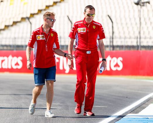 Sebastian Vettel Scuderia Ferrari looks closely at the track Grand Prix of Germany 2018 Motorsport Formula 1 19 07 2018 Grand Prix of Germany 2018 Motorsport Formula 1 19 07 2018 Hockenheim Copyright: xEIBNER AlexanderxNeisx EP_ANS