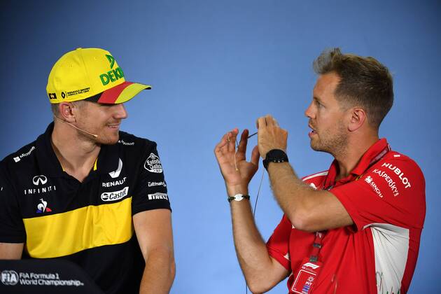 Nico HUELKENBERG HÜLKENBERG GER Renault Sport F1 Team Sebastian VETTEL GER Scuderia Ferrari Press Conference Formula 1 GP of GermanyGermany Hockenheimring Season 2018 on 19 07 2018