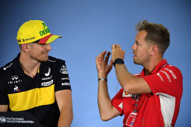 Nico HUELKENBERG HÜLKENBERG GER Renault Sport F1 Team Sebastian VETTEL GER Scuderia Ferrari Press Conference Formula 1 GP of GermanyGermany Hockenheimring Season 2018 on 19 07 2018