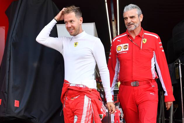 Sebastian VETTEL GER Scuderia Ferrari with Ferrari team boss Maurizio Arrivabene ITA on the way to the Box Training Formula 1 GP of GermanyGermany Hockenheimring season 2018 on 20 07 2018