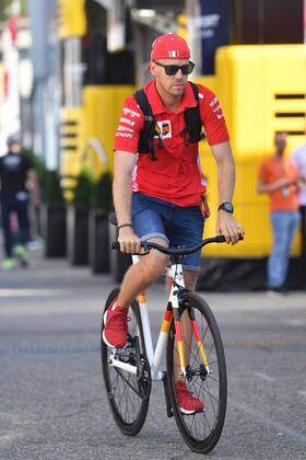 Sebastian VETTEL GER Scuderia Ferrari comes with the road bike to the racetrack through the Paddock Training Formula 1 GP of GermanyGermany Hockenheimring season 2018 on 20 07 2018