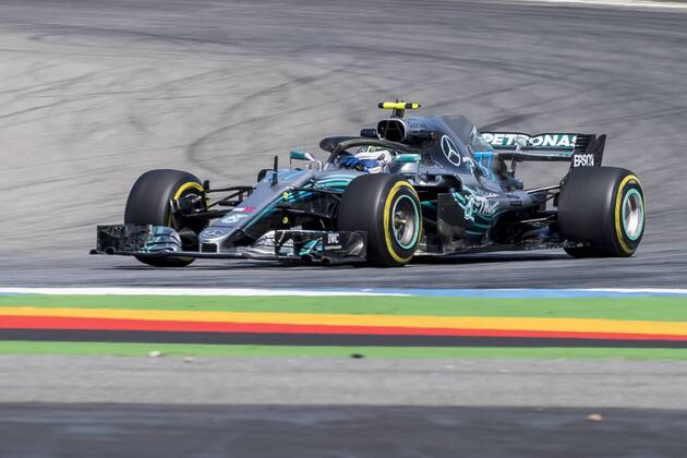 Motorsport Formula 1 season 2018 2019 Training on Friday 20 07 2018 at the Hockenheimring in Hockenheim Germany Valtteri Bottas Mercedes AMG Petronas turns onto the start goal straight Copyright: xInderliedx