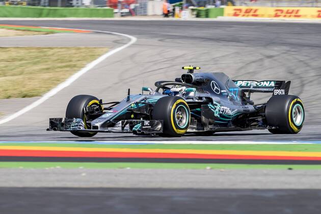 Motorsport Formula 1 season 2018 2019 Training on Friday 20 07 2018 at the Hockenheimring in Hockenheim Germany Valtteri Bottas Mercedes AMG Petronas turns into the Motodrom Copyright: xInderliedx