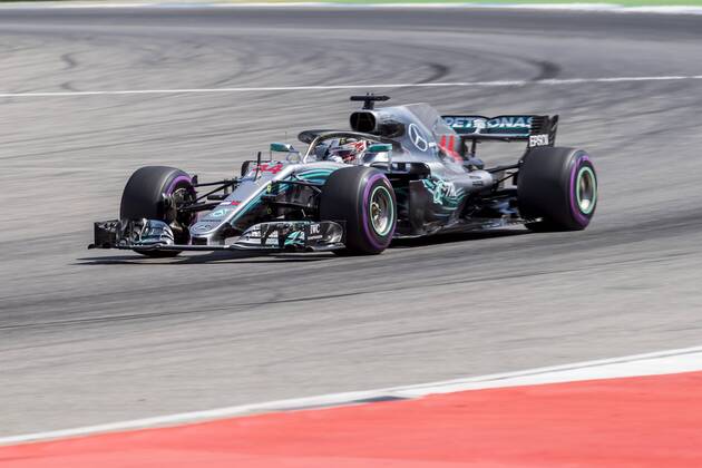 Motorsport Formula 1 season 2018 2019 Training on Friday 20 07 2018 at the Hockenheimring in Hockenheim Germany Lewis Hamilton Mercedes AMG Petronas turns onto the start goal straight Copyright: xInderliedx