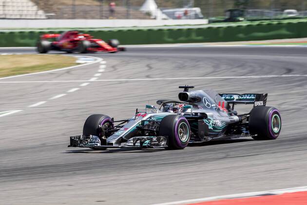 Motorsport Formula 1 season 2018 2019 Training on Friday 20 07 2018 at the Hockenheimring in Hockenheim Germany Lewis Hamilton Mercedes AMG Petronas turns onto the start goal straight Copyright: xInderliedx
