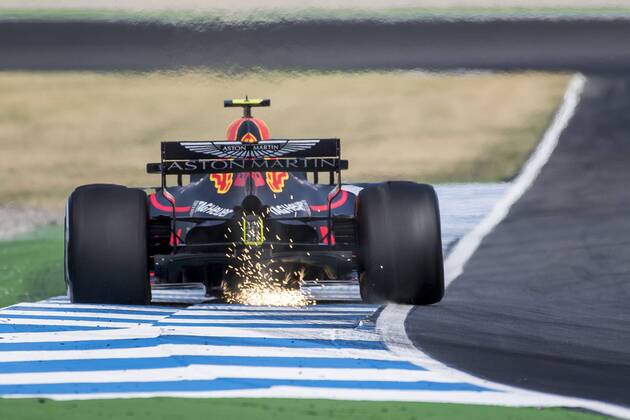 Motorsport Formula 1 season 2018 2019 Training on Friday 20 07 2018 at the Hockenheimring in Hockenheim Germany Max Verstappen Aston Martin Red Bull Racing turns into the Motodrom Copyright: xInderliedx