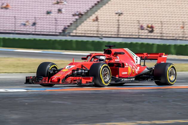Motorsport Formula 1 season 2018 2019 Training on Friday 20 07 2018 at the Hockenheimring in Hockenheim Germany Sebastian Vettel Scuderia Ferrari turns to the start goal straight Copyright: xInderliedx