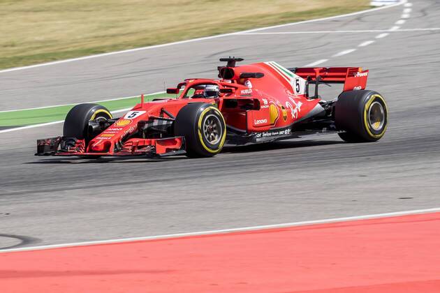 Motorsport Formula 1 season 2018 2019 Training on Friday 20 07 2018 at the Hockenheimring in Hockenheim Germany Sebastian Vettel Scuderia Ferrari turns to the start goal straight Copyright: xInderliedx