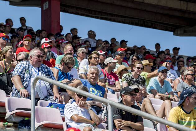 Motorsport Formula 1 season 2018 2019 Training on Friday 20 07 2018 at the Hockenheimring in Hockenheim Germany The spectators in the main stand follow the training Copyright: xInderliedx