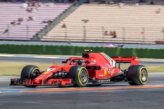 Motorsport Formula 1 season 2018 2019 Training on Friday 20 07 2018 at the Hockenheimring in Hockenheim Germany Kimi Raikkonen Scuderia Ferrari turns onto the start goal straight Copyright: xInderliedx