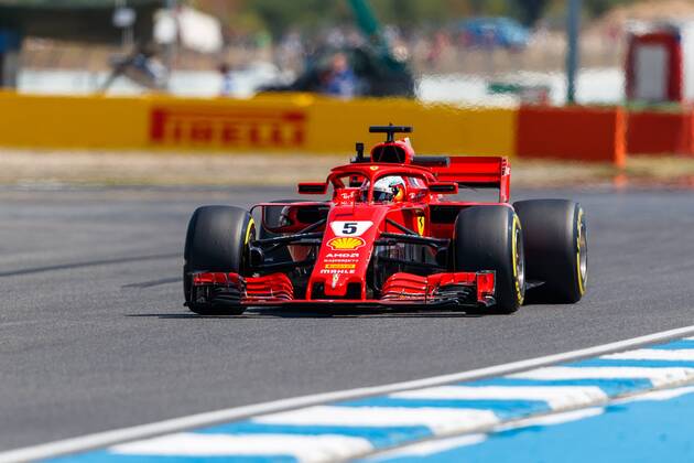 Sebastian Vettel Scuderia Ferrari with his car on the track Grand Prix of Germany 2018 Motorsport Formula 1 20 07 2018 Grand Prix of Germany 2018 Motorsport Formula 1 20 07 2018 Hockenheim Copyright: xEIBNER AlexanderxNeisx EP_ANS