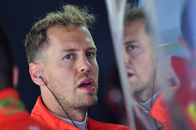Sebastian VETTEL ENG Scuderia Ferrari in the box Reflection action single image trimmed single motive Portraet portrait portrait training Formula 1 GP of GermanyGermany Hockenheimring season 2018 on 20 07 2018