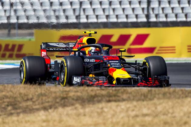 Motorsport Formula 1 Season 2018 2019 Training on Friday 20 07 2018 at the Hockenheimring in Hockenheim Germany Max Verstappen Aston Martin Red Bull Racing drives through the Motodrom Copyright: xInderliedx