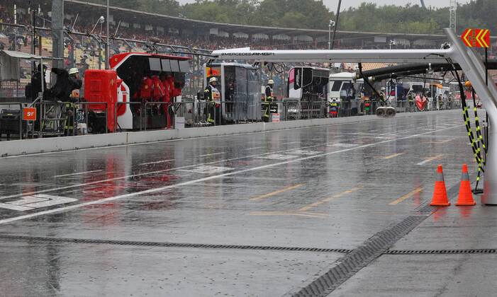 Pitlane formula 1 GP Germany at Hockenheim 21 07 2018 Photo mspb Thomas Melzer Pitlane at rain formula 1 GP Germany 2018