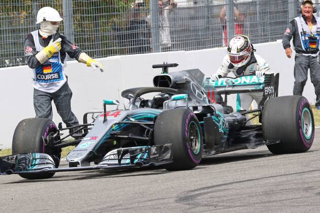 xekx 20 07 22 07 2018 FIA Formula 1 Championship Formula One Grand Prix Germany 2018 In the picture outage Lewis Hamilton GB 44 Mercedes AMG Petronas Motorsport in qualifying Hockenheim Germany eel-fotografie Eberhard Krieger
