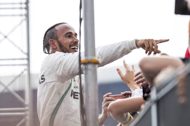 Motorsport Formula 1 season 2018 2019 race on Sunday 22 07 2018 at the Hockenheimring in Hockenheim Germany Lewis Hamilton Mercedes AMG Petronas cheers with the fans Copyright: xInderliedx