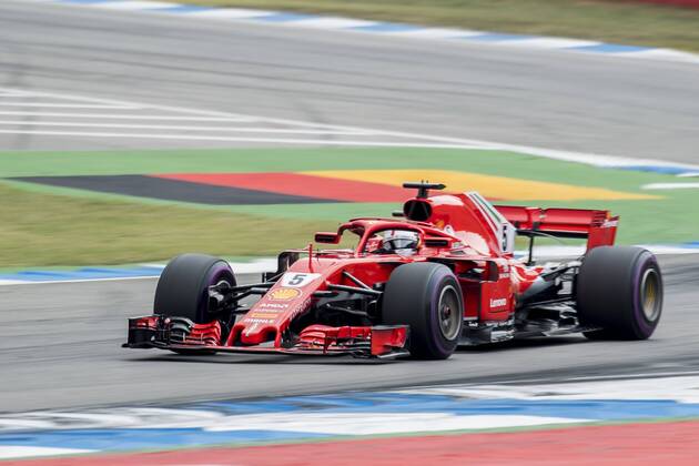 Motorsport Formula 1 season 2018 2019 race on Sunday 22 07 2018 at the Hockenheimring in Hockenheim Germany Sebastian Vettel Scuderia Ferrari accelerates out of the curve Copyright: xInderliedx
