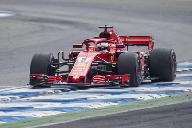 Motorsport Formula 1 season 2018 2019 race on Sunday 22 07 2018 at the Hockenheimring in Hockenheim Germany Sebastian Vettel Scuderia Ferrari accelerates out of the curve Copyright: xInderliedx