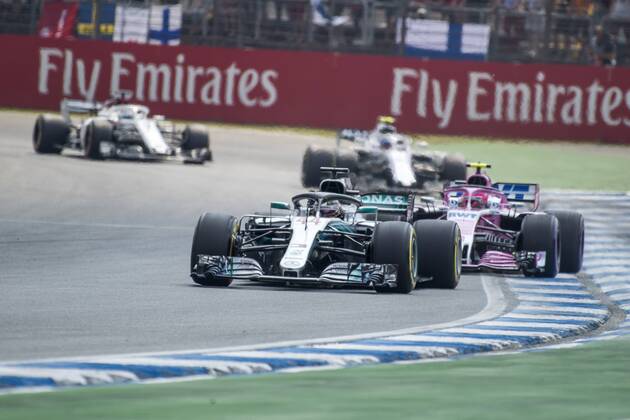 Motorsport Formula 1 season 2018 2019 race on Sunday 22 07 2018 at the Hockenheimring in Hockenheim Germany Lewis Hamilton Mercedes AMG Petronas drives through the bend Copyright: xInderliedx