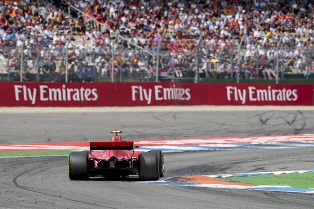 Motorsport Formula 1 season 2018 2019 race on Sunday 22 07 2018 at the Hockenheimring in Hockenheim Germany Sebastian Vettel Scuderia Ferrari turns into the first corner Copyright: xInderliedx