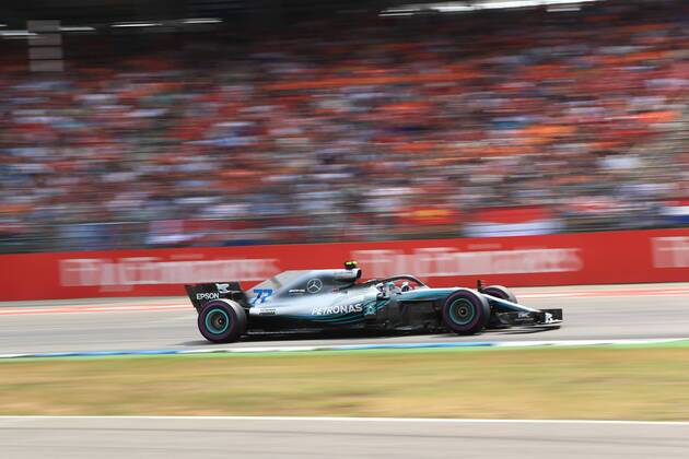 22nd July 2018, Hockenheimring, Hockenheim, Germany; German Formula One Grand Prix, Race Day; Mercedes AMG Petronas Motorsport, Valtteri Bottas on his way to 2nd placed finish  ActionPlus12049815 Octane