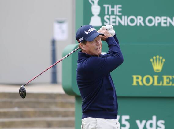 26th July 2018, Old Course at St Andrews, St Andrews, Scotland; The 2018 Senior Open Golf Championships, 1st round; Tom Watson (USA) plays his tee shot on the opening hole  ActionPlus12050485 AlanxMartin