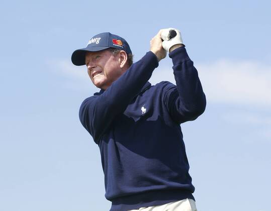 26th July 2018, Old Course at St Andrews, St Andrews, Scotland; The 2018 Senior Open Golf Championships, 1st round; Tom Watson (USA) plays his tee shot on the 16th hole  ActionPlus12050542 AlanxMartin