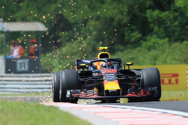 27th July 2018, Hungaroring, Mogyorod, Hungary; Hungarian Formula One Grand Prix, Friday free practice; Aston Martin Red Bull Racing TAG Heuer, Max Verstappen  ActionPlus12050773 Octane