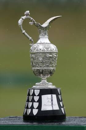 29th July 2018, Old Course at St Andrews, St Andrews, Scotland; The 2018 Senior Open Golf Championships, 4th round; The Senior Open trophy stands by the first tee as the rain falls  ActionPlus12051542 AlanxMartin