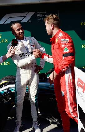 Lewis Hamilton Mercedes Grand Prix Sebastian Vettel Scuderia Ferrari formula 1 GP Hungary in Budapest 29 07 2018 Photo mspb Jerry Andre Lewis Hamilton Sebastian Vettel Formula 1 GP Hungary 2018