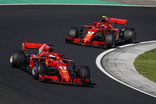 Motorsports: FIA Formula One World Championship WM Weltmeisterschaft 2018, Grand Prix of Hungary, 5 Sebastian Vettel (GER, Scuderia Ferrari), 7 Kimi Raikkonen (FIN, Scuderia Ferrari), Budapest Hungary